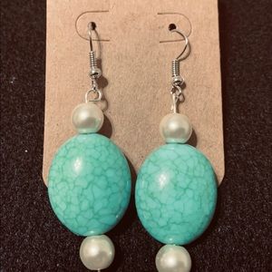 Turquoise & Pearl Dangle Earrings